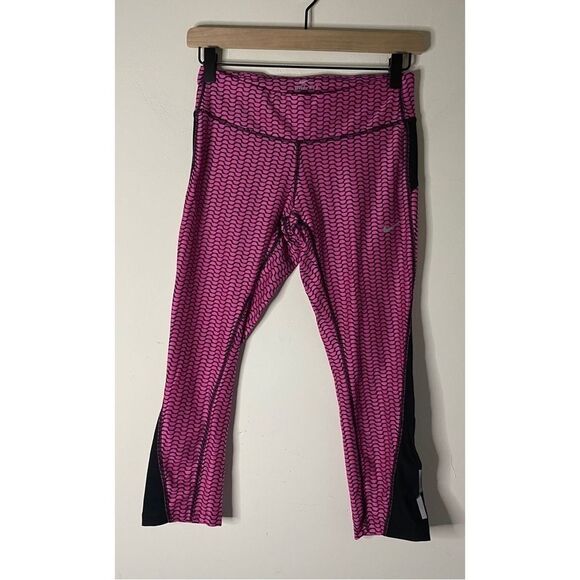 Nike Dri-fit Pink & Black Capri Leggings Size S - Picture 1 of 10